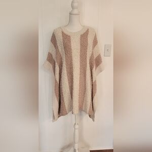 ANDREE BY UNIT Cream and Tan Knit Poncho